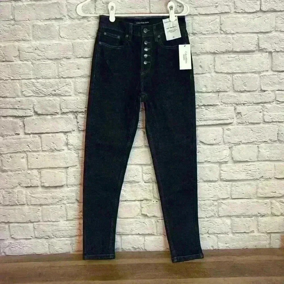 Calvin Klein High Rise Skinny Jeans Button Fly Dark Denim Size 25 - Picture 2 of 8